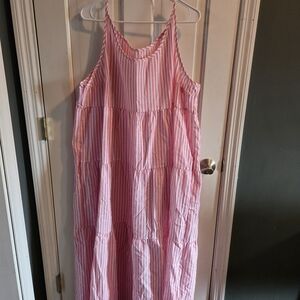 SHEIN Pink and White Striped Dress
